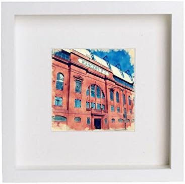 Lumartos Home Décor - Wall Art - Hanging Photo Frames – White Square Picture Frame - Ibrox Park Frontage - Contemporary White Frame 23x23cm 56 - Suitable Everywhere