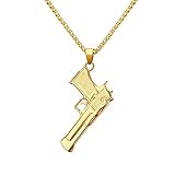 XJYA Pistole Halskette, Herren Edelstahl Pistole Gold Anhänger Halskette