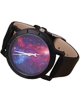 Rosepoem Quarz-Analoguhren Arbeiten Sie einfache Kinderuhren PU-Armband-Uhr Herren Damen-Armbanduhr Unisex Sternenhimmel...