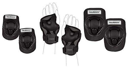 Nijdam - Juego de protecciones infantil para patinaje, color negro, talla M