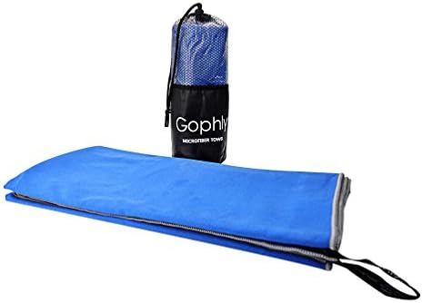 Microfibre Travel Towel, Gophly Extra Large Sport Towel Lightweight-Fast Drying-Antibacterial for Gym Swimming Sports Beach Yoga with carry Bag (80*180CM)-Blue
