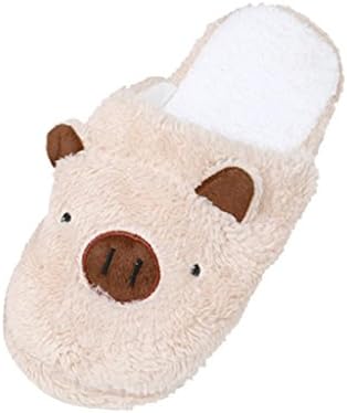 ZJENEE Couple Lovely Pig Home Floor Soft Slippers (UK 9, Coffee)