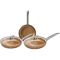 Set 5 piezas sartenes con tapas de cristal Le Chef Collection Cobre – bl-3269