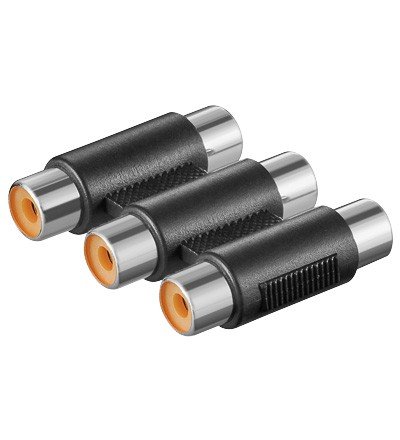 Wentronic 12008 Kabeladapter - Kabelschnittstellen-/adapter (3 x RCA, 3 x RCA, Weiblich/weiblich, Schwarz)