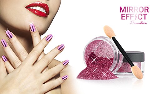 Mirror Effect Nail Powder Shine Nail Art Decoration Chrome Effect Magic Dust 2g Pot - PINK