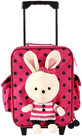 Kids' Backpack Cartoon Rolling Luggage with a Wheel Student Shoulder Bags (Rabbit Lugage)