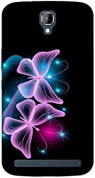 Casotec Butterflies Neon Light Design Printed Silicon Soft TPU Back Case Cover for Lava Icon