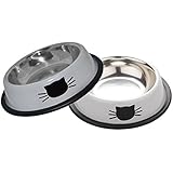 Futternapf Katze, Legendog 2 Stück Edelstahl Anti Schling Katze Welpe Napf Trinknapf Wassernapf Edelstahl Katzenfutter Schüssel für Hunde Welpen Katzen Kaninchen Hamster 11.5 cm