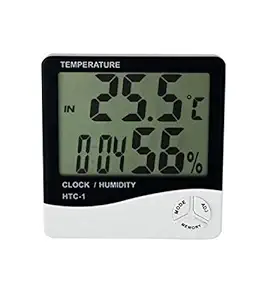 Digital Hygrometer Thermometer Humidity Meter with clock Big LCD Display HTC-1