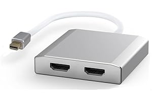 WJESOG Mini Displayport to Dual HDMI Splitter Adapter,MDP to 2 HDMI Hub Multi Stream Transport Support 4K Resolution Support MST、SST