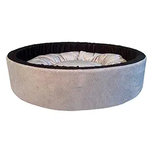Mellifluous Reversible Round Shape Soft Velvet Cat Dog Pet Bed (Small, Grey-Black)
