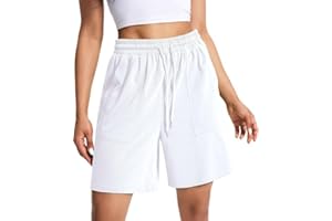 EBANKU Pantaloncini da Donna Casual Estivi da Corsa da Salotto Comodi a Vita Alta Sportivi con Tasche