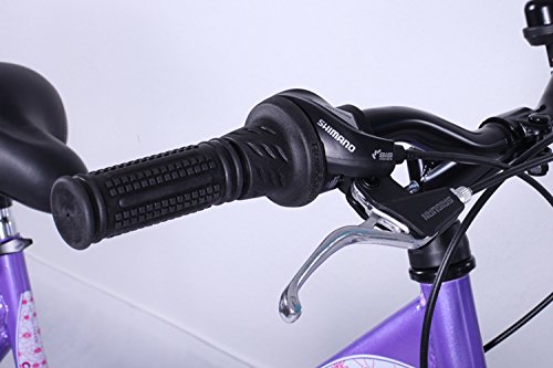 24 Zoll Kinderfahrrad 21-Gang Shimano Schaltung mit Beleuchtung Lila-Weiss 605 - 3