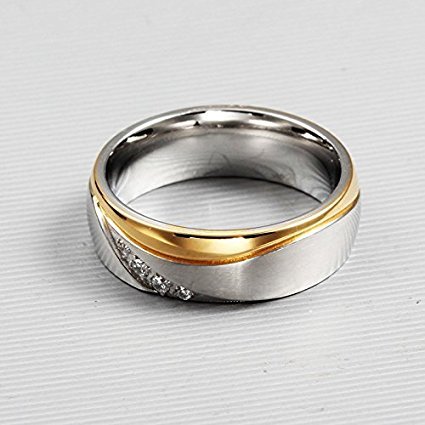 6mm Edelstahl 18k Partnerringe Silber Kristall für Mann und Frau Trend 2017 Verlobungsringe Eheringe Partnerringe Unisex (Frau, 1,9 cm) - 5