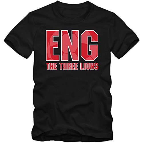 England EM 2016 #3 T-Shirt | Herren | Team GB | Trikot | Nationalmannschaft © Shirt Happenz, Farbe:Schwarz (Deep Black L190);Größe:L