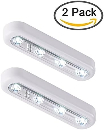 Elikeable LT Set of 2 Touch Light,Battery-Operated Stick-on Touch Light Tap Light, 4 LED DIY Cupboard Cabinet Night Light (2)