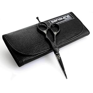 Professional Hair Scissors, Eye Catching Flower Details - Offset - Black - 5.5 inch - Image 3