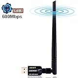 [2018 Upgraded Version] 5dBi Antenna ANEWISH AC600 (5.8GHz 433Mbps) Dual Band USB Wifi Dongle Wireless Network Adapter Supports Windows10/8/7/Vista/XP/2000, Mac Os X 10.4-10.12.4