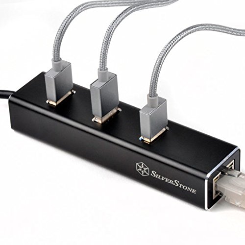 SilverStone SST-EP04 – 3-Port USB 3.1 Hub, Gen 1 Type A mit RJ45 Gigabit Ethernet Netzwerk Adapter, Aluminium - 9
