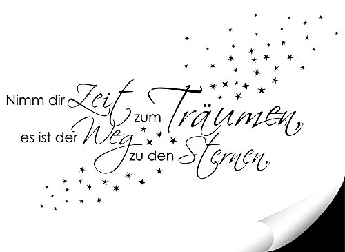 Wandora G003 Spruch Schlafzimmer Nimm dir Zeit zum Träumen… + Sterne Wandaufkleber Wandsticker schwarz (BxH) 100 x 30 cm - 2