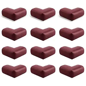 BabyPro BabyProofing Corner Guards with Self Adhesive by Certified Professional Childproofer for Covering Sharp Edges & Corners of Bed, Table & Furniture (Set of 12, Brown)