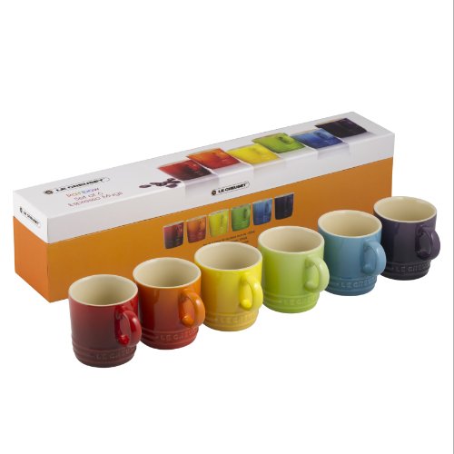 Le Creuset Stoneware Rainbow Espresso Mugs - Set of 6