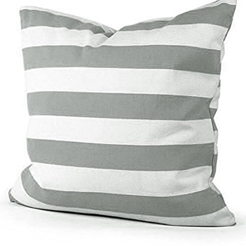 Advogue Kissenbezüge 45x45cm Weißer Streifen Kissenhülle Sofakissen Kissenbezug mit Reißverschluss (Grau)