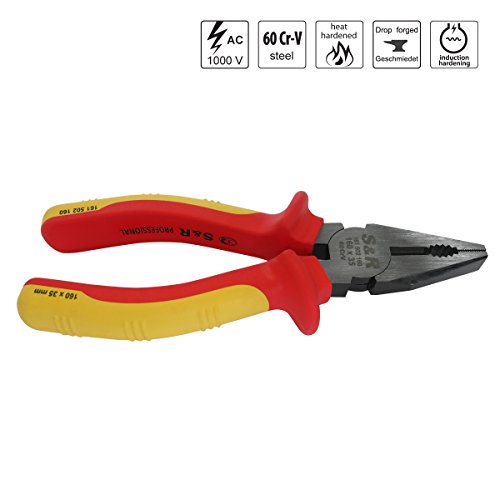 S&R VDE-Kombizange 160mm Universalzange , Backen 35 mm, VDE geprüft Serie 1000V