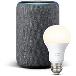 Das neue Echo Plus (2. Gen.), Anthrazit Stoff + Philips Hue White Lampe