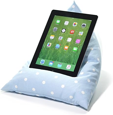 eBean Tablet Cushion - POWDER BLUE SPOTTY - beanbag stand lap holder suitable for all iPads tablets and ebook readers