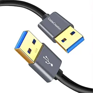 CableCreation USB 3.0 Cable, USB Type A Male to Male Cable, Compatible External Hard Drive, Camera, Handwriting Board, Radiator and More, Space Gray, Aluminum Case, 6.6ft