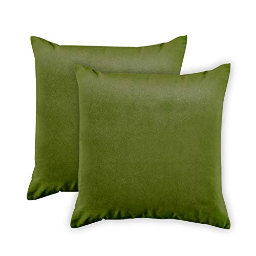 Encasa Homes VELVET Cushion Covers 2pc Set (40x40cm) - Olive - Solid Plain Colour Dyed, Soft & Smoot Encasa Homes VELVET Cushion Covers 2pc Set (40x40cm) - Olive - Solid Plain Colour Dyed, Soft & Smoot