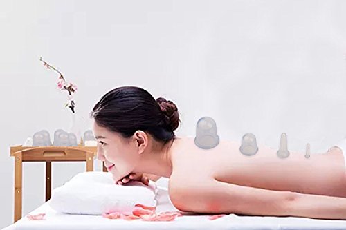 NALATI 4Stk Schröpfen Cups + 1er Pinsel (Farbe zufällig) Hautpflege Silikon Schröpfen Cups Massage Set für Gesicht Körper gegen Fett - 3