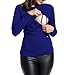 Produktbild Umstandskleidung,Rosenie Elegant Lange Ärmel Vorderes Gefaltetes Casual Umstandsmode Frauen Schwangere Langarm Mutterschaft Stillen Top Double Layer Bluse Stillshirt Umstandspullover(Blau A,L)