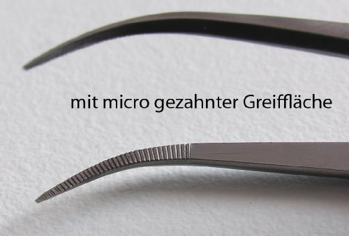 Remos Zeckenpinzette Edelstahl rostfrei mit gebogener Spitze zum Zecken Entfernen bei Menschen und Tieren. Zahnung an Innenseite der Spitze um Zecke präzise zu fassen. - 5