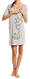Happy Mama. Damen Umstands-Nachthemd mit Stillfunktion. Stillshirt Kurzarm. 366p - 2