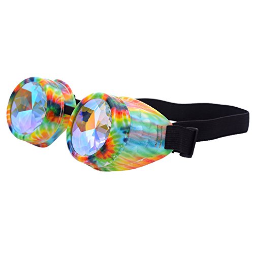 Preisvergleich Produktbild Frashing Steampunk Sonnenbrille Damen Kaleidoskop Bunte Gläser Rave Festival Party EDM Sonnenbrille Beugungslinse Herren Kaleidoskop Gläser