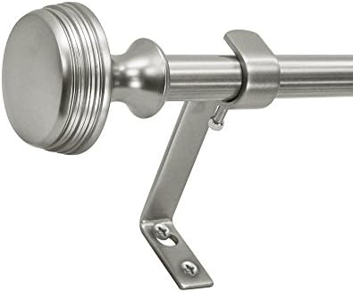 Beme International 5/8" Montevilla Core Knob Telescoping Drapery Rod Set, 26-48", Dark Nickel