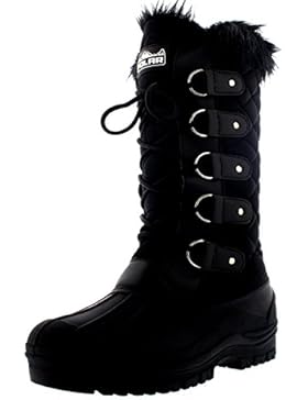 Polar Damen Tall Gesteppt Pelz Gefüttert Schnee Taktisch Berg Wasserdicht Knie hoch Gehen Stiefel