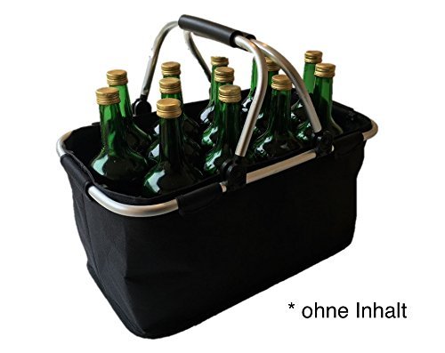 Faltbarer Einkaufskorb, platzsparend, leicht, stabil; Tragegewicht 25 kg, Fassungsvermögen 25 l, schwarz. Damit wird Einkaufen zum Vergnügen. Mit 6 cm Höhe gefaltet, ist er einfach zu verstauen. - 3