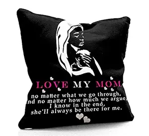 DreamVio Filled Cushion, Pillow for World's Best Mom,Pyari Mumma,Mummy,Gifts for Mom,Grandma on Birthday's & Mother's Day Color : Black Size : 12 x 12 Inch Design 75