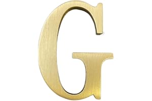 BWRMHME Letras inglesas autoadhesivas de latón macizo de 1.77 pulgadas de altura, 4.5 cm, adhesivo de pared, números de buzón de correo dorado, números de dirección de casa, nombre de estudio, combinación de