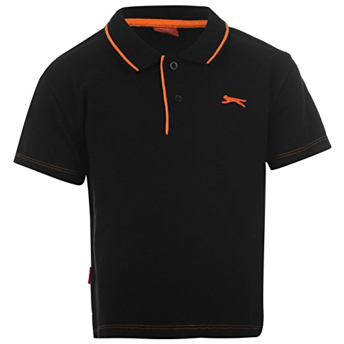 Slazenger Kids Infant Boys Tipped Polo Short Sleeve T-Shirt Tee Top Clothing Black 5-6 Yrs