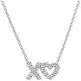 20 weiße Zirkonia rund Smart Jewel Collier Mittelteil X Und Herz Weiss, 45 Cm 925 Sterling Silber