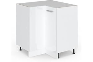 Vicco mobile ad angolo cucina R-line, Bianco lucido/Bianco, 75.6 cm senza piano di lavoro