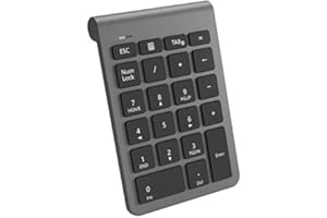 Cateck Ziffernblock Bluetooth, Nummernblock Numpad Bluetooth Ziffernblock mit 22 Tasten und Mehreren Tastaturkürzeln für Computer/Notebook/Laptop/Desktop/Tablet, Cool Grey