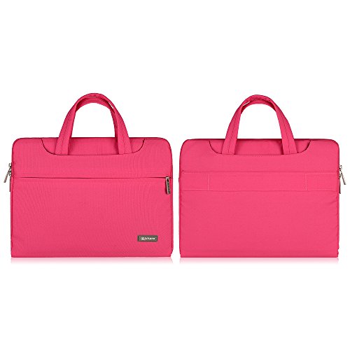 Qishare 11,6-12 Zoll Multifunktions-beweglicher dünner heller Laptop-Schulter-Beutel-Aktenkoffer-Notizbuch-Computer-Taschen-Kasten Ultrabook Netbook tragender Fall-Tablette / Laptop / Chromebook / Macbook / Messenger Fall mit Handgriff und tragendem Bügel für Acer / Asus / Dell / Fujitsu / Lenovo / HP / Samsung / Sony / Toshiba Computer (11,6-12 Zoll, Rosa) - 2