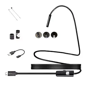 Asleesha 5.5mm 7mm Endoscope Camera Flexible IP67 Waterproof Inspection 6 LED Borescope Camera with 2M Cable for Android,P C & Notebook Free Type C Connector (Install App USB Camera)