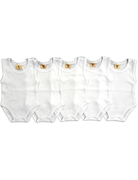 5er Set Baby Body ärmellos weiß Größe 50-104