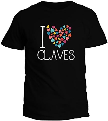 Idakoos I Love Claves Colorful Hearts - Instruments - T-Shirt